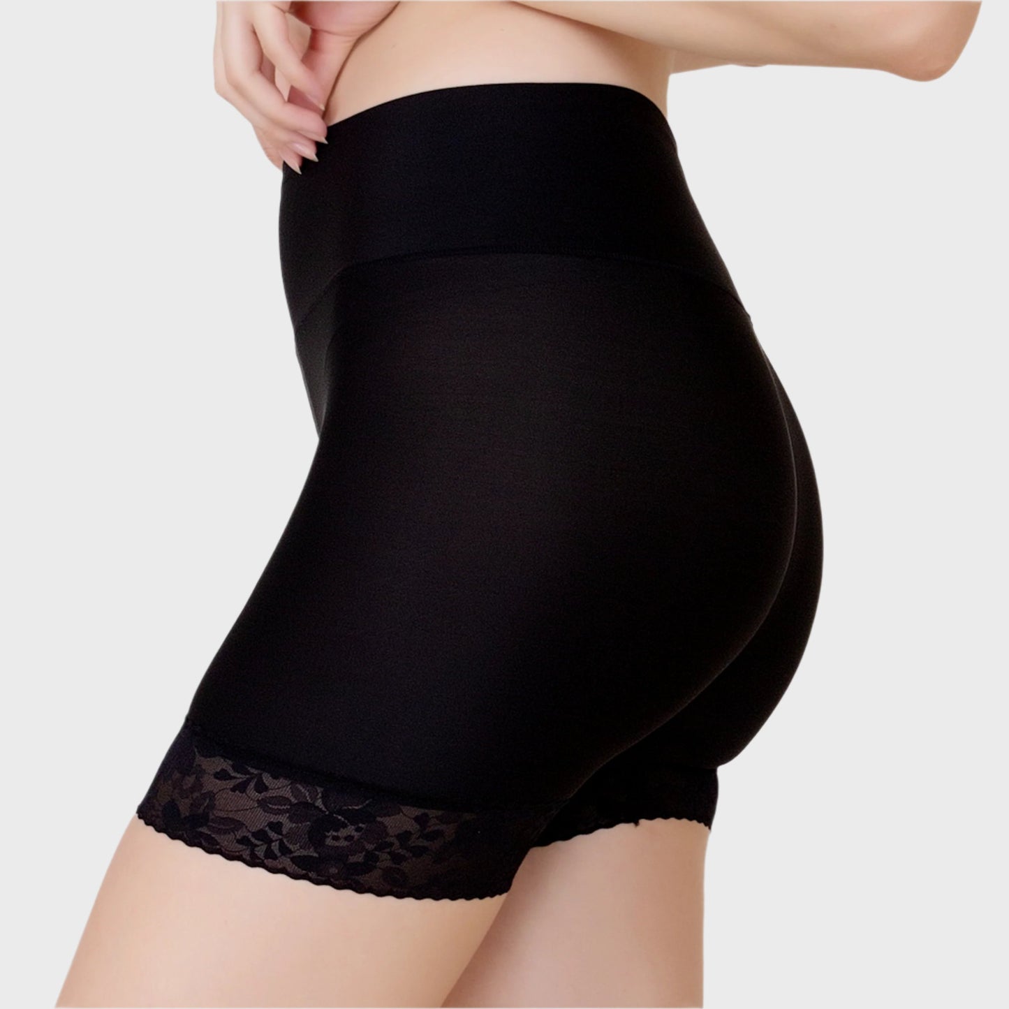 Luella™ Sleek Ice Silk Shapewear Slip Shorts with Elegant Lace Trim for Tummy Control Under Dresses.