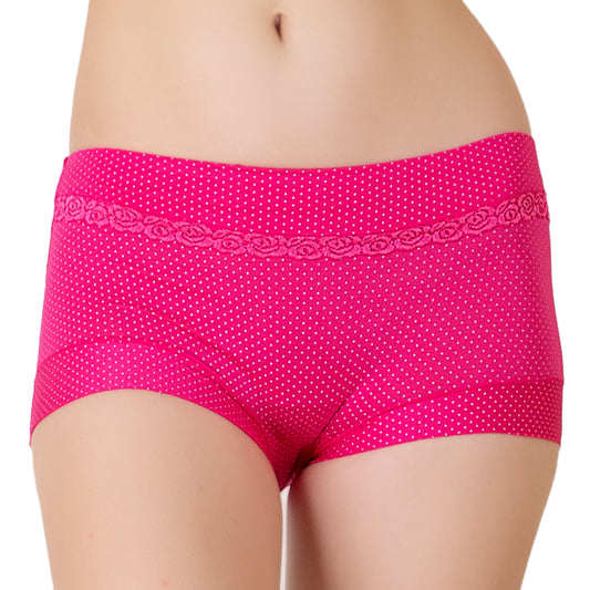 Luella™ Women's Elegant Lace Waistband Hipster Panty – Full Coverage Cotton-Spandex Comfort.