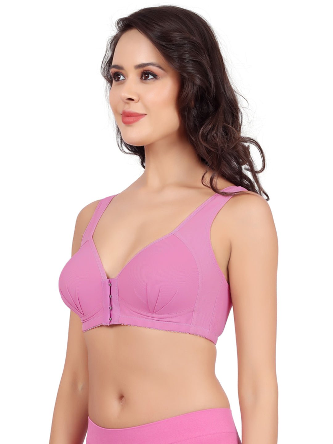 Luella® Non-Padded Non-Wired Full Coverage Front Open Everyday Bra with Sweet Heart Necline