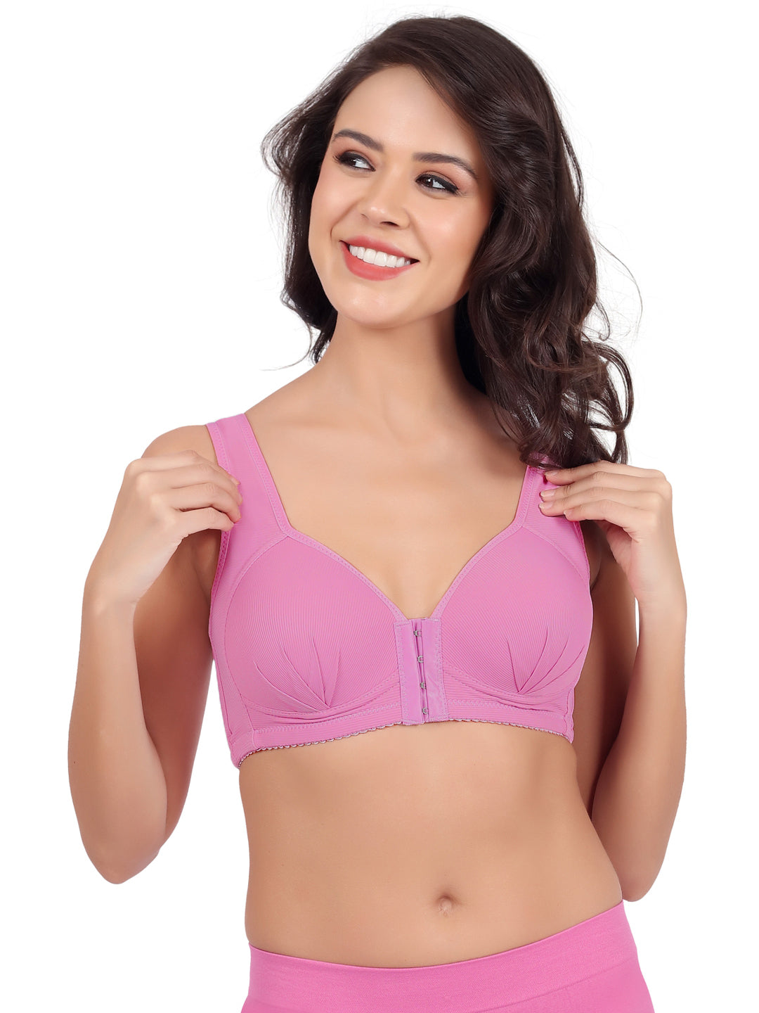 Luella® Non-Padded Non-Wired Full Coverage Front Open Everyday Bra with Sweet Heart Necline
