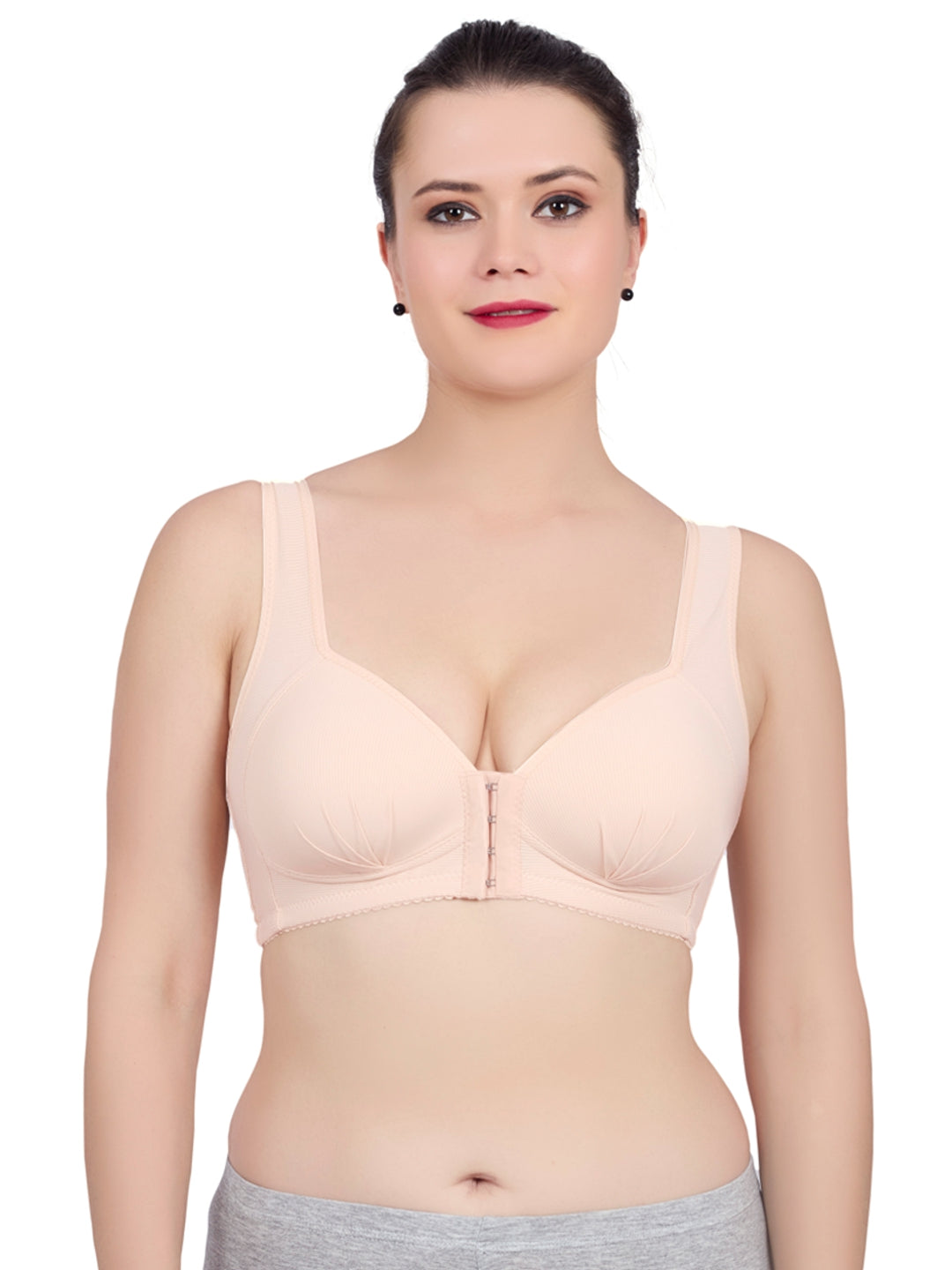 Luella® Non-Padded Non-Wired Full Coverage Front Open Everyday Bra with Sweet Heart Necline