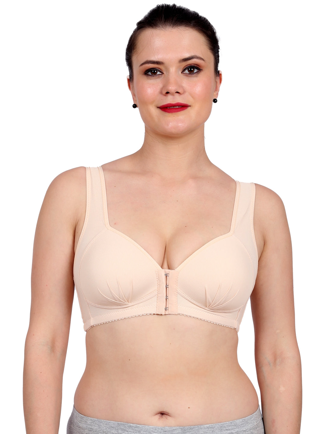 Luella® Non-Padded Non-Wired Full Coverage Front Open Everyday Bra with Sweet Heart Necline