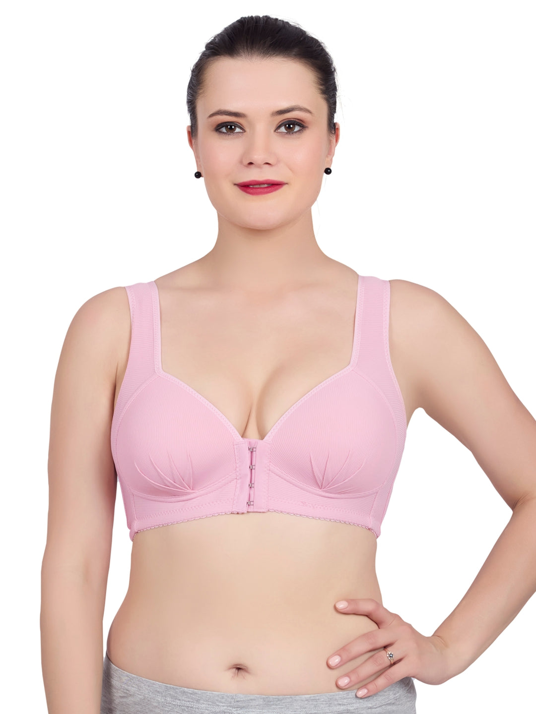Luella® Non-Padded Non-Wired Full Coverage Front Open Everyday Bra with Sweet Heart Necline