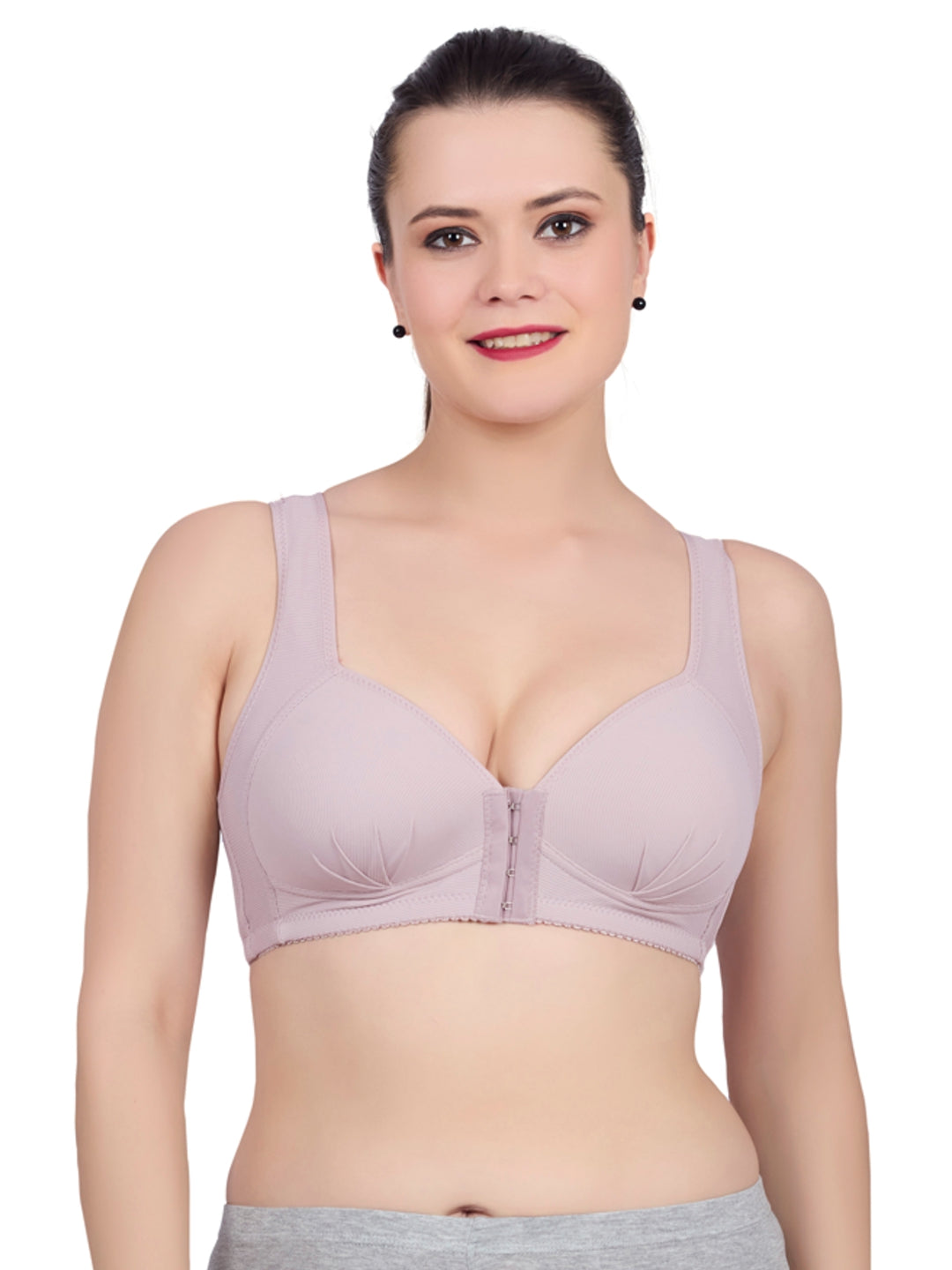 Luella® Non-Padded Non-Wired Full Coverage Front Open Everyday Bra with Sweet Heart Necline