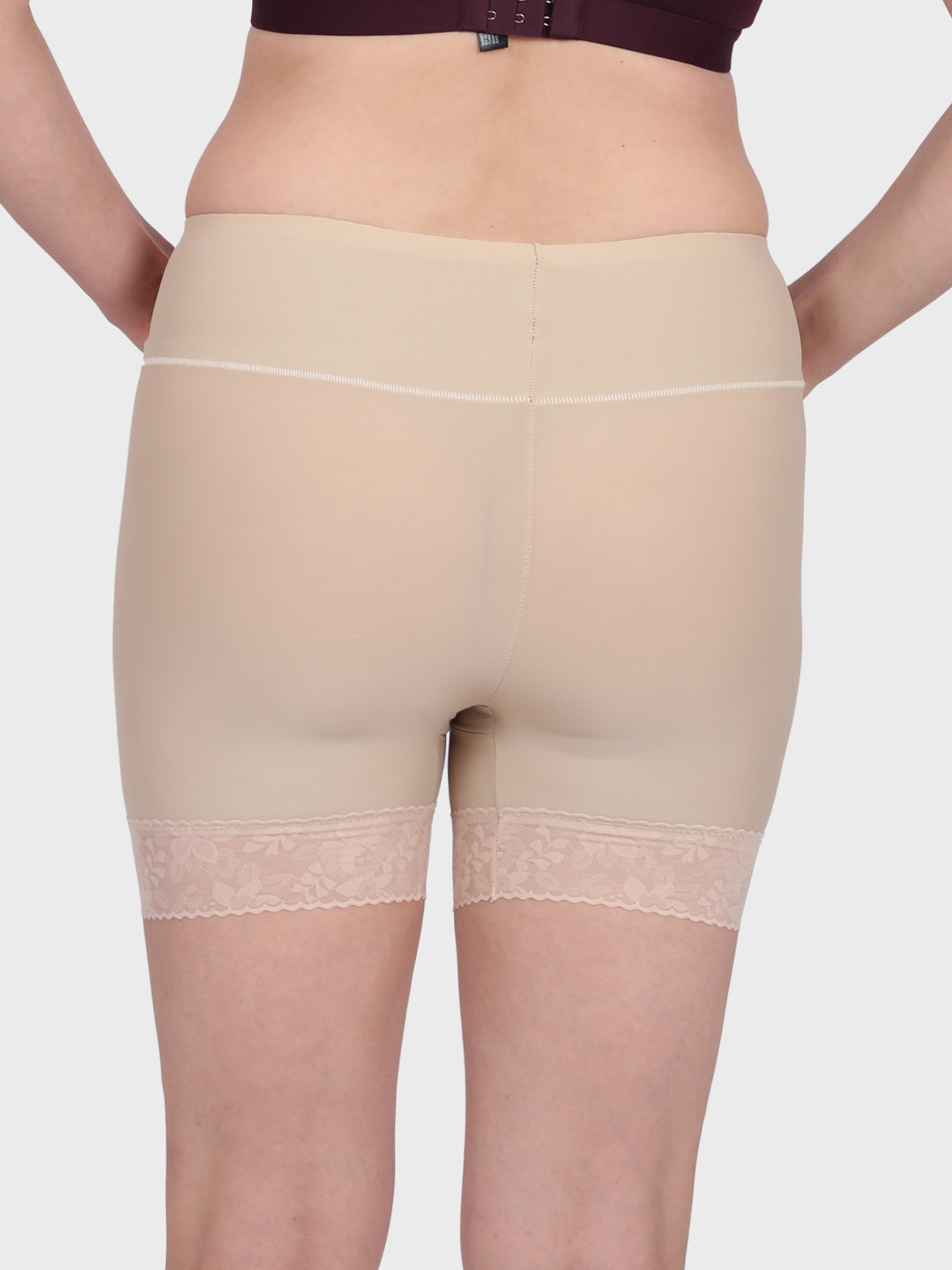 Luella™ Sleek Ice Silk Shapewear Slip Shorts with Elegant Lace Trim for Tummy Control Under Dresses.
