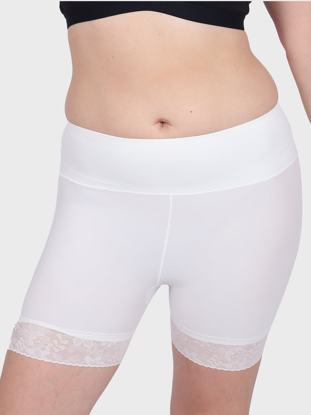 Luella™ Sleek Ice Silk Shapewear Slip Shorts with Elegant Lace Trim for Tummy Control Under Dresses.