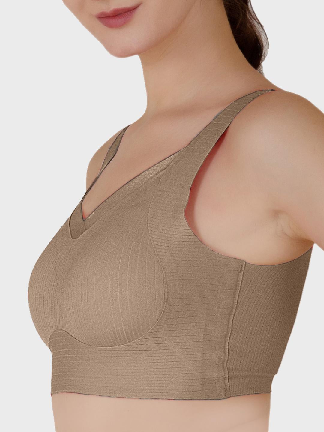 Luella™ Women's Wireless Full Support T-Shirt Bra – Padded Lace Silk for Everyday Comfort.