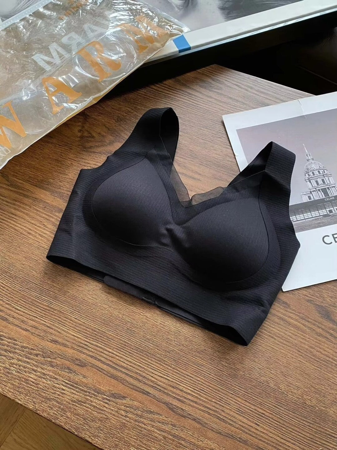 Luella™ Women's Wireless Full Support T-Shirt Bra – Padded Lace Silk for Everyday Comfort.