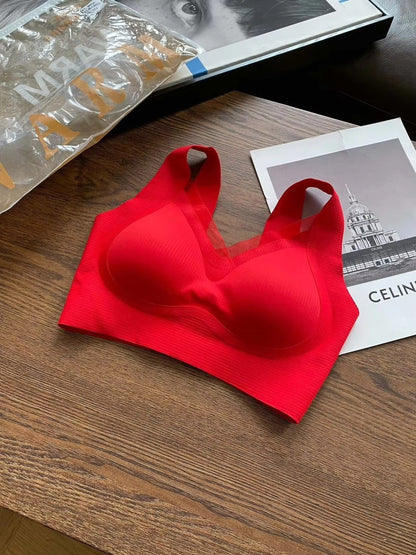 Luella™ Women's Wireless Full Support T-Shirt Bra – Padded Lace Silk for Everyday Comfort.