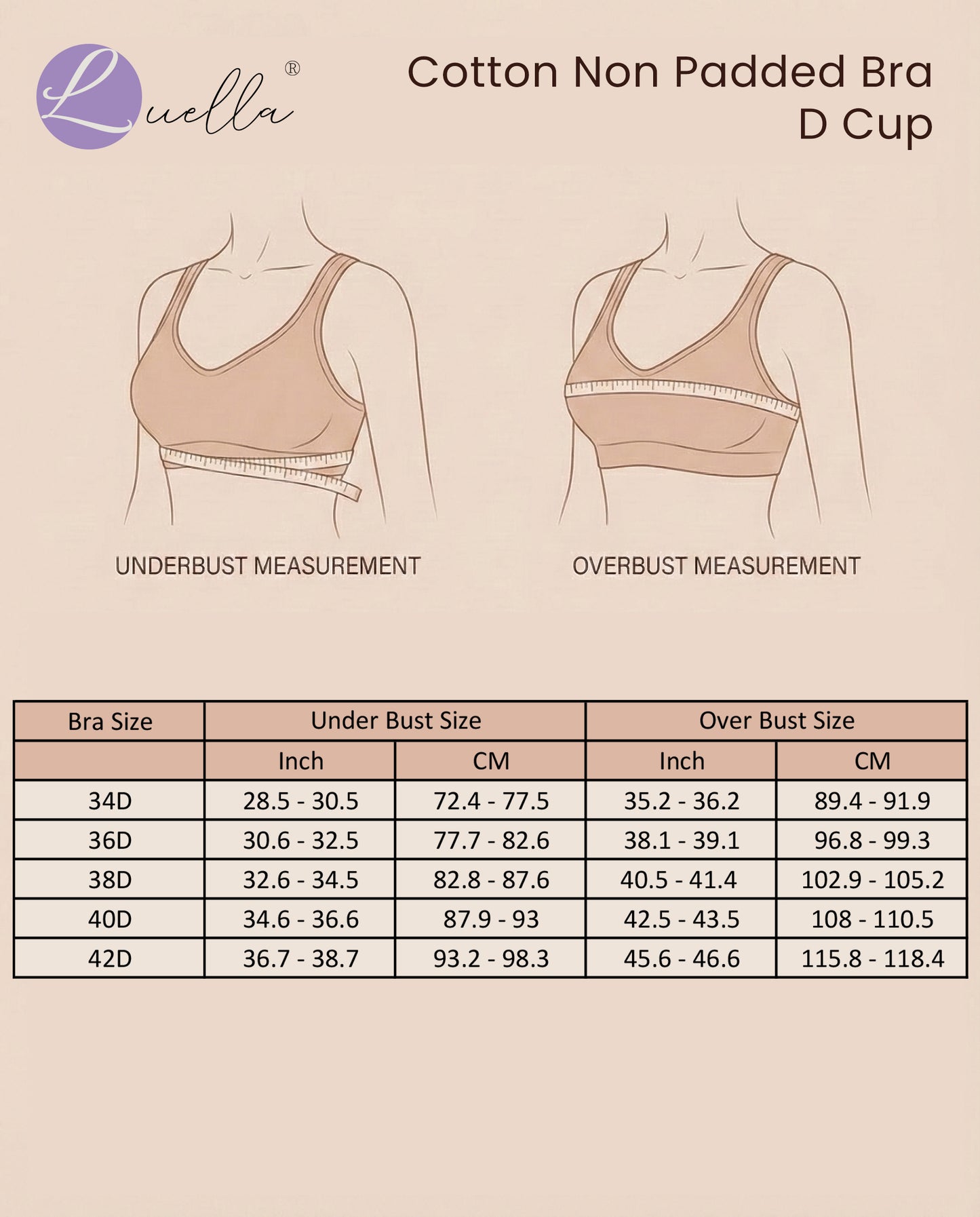 The Luella Double-Layered Cotton Comfort Bra - D Cup