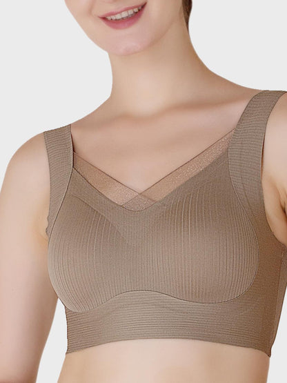 Luella™ Women's Wireless Full Support T-Shirt Bra – Padded Lace Silk for Everyday Comfort.
