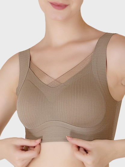 Luella™ Women's Wireless Full Support T-Shirt Bra – Padded Lace Silk for Everyday Comfort.